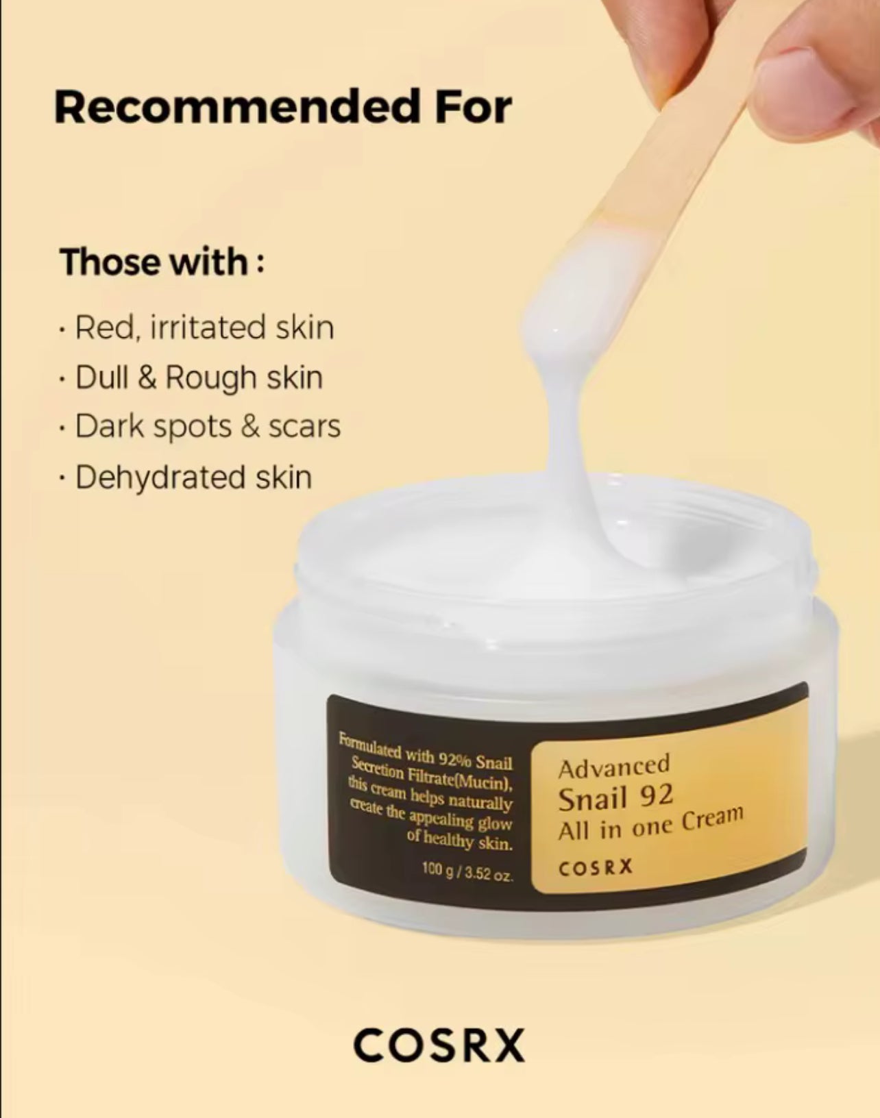 COSRX Snail Mucin 92% Face Moisturizer, 3.52 0z All in One Cream